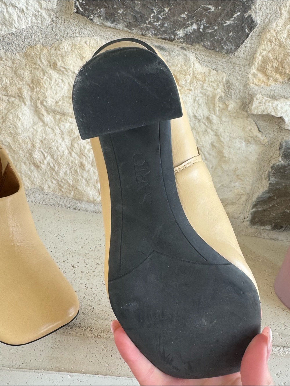 Franco Sarto Cream Leather Slip-On Heels - Picture 5 of 6